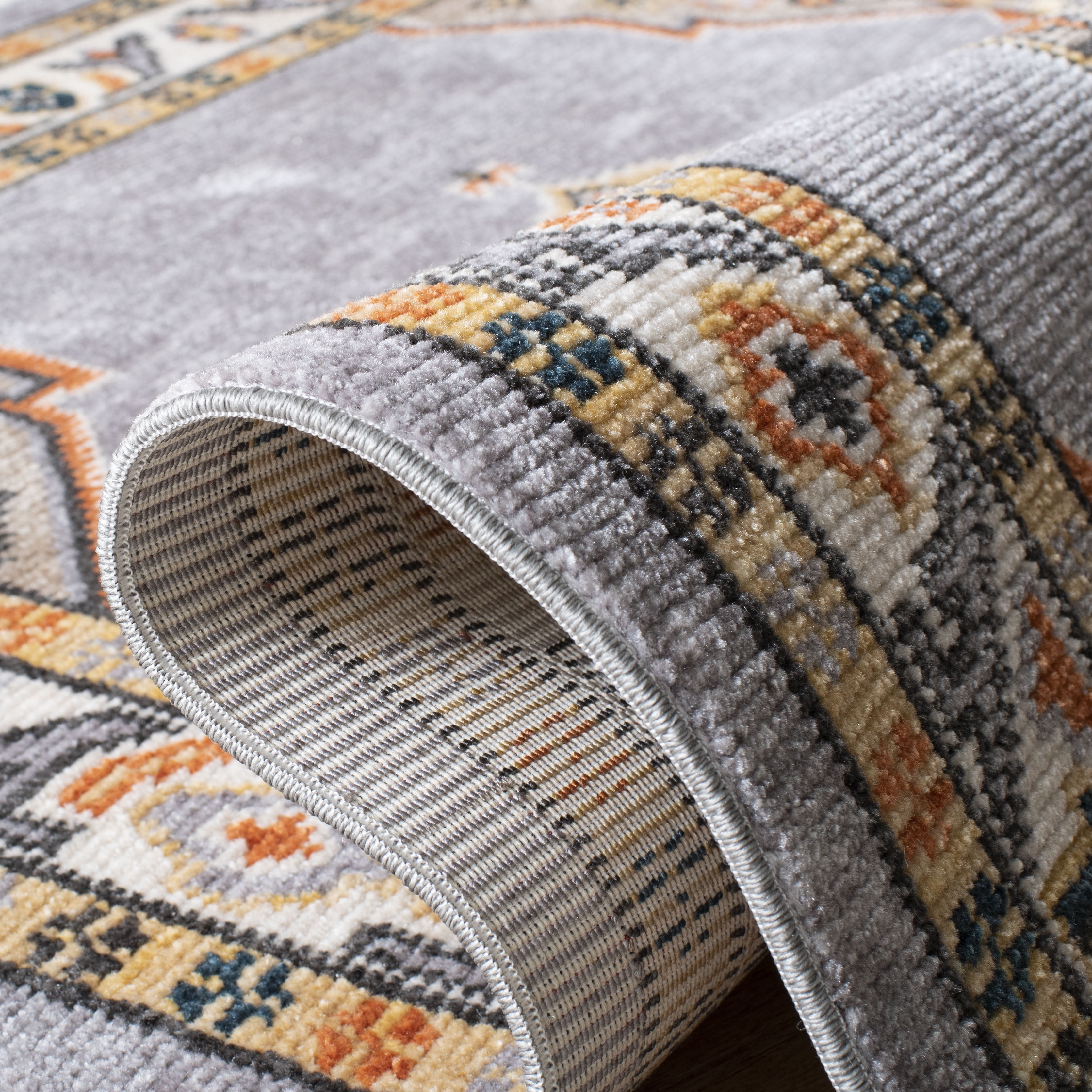 Safavieh Farmhouse Arline Southwestern Area Rug, Gray/Orange, 4' x 5'4"