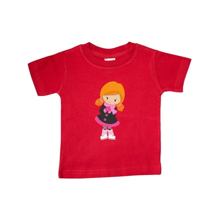 

Inktastic Ice Skating Girl Cute Girl Orange Hair Scarf Gift Baby Girl T-Shirt