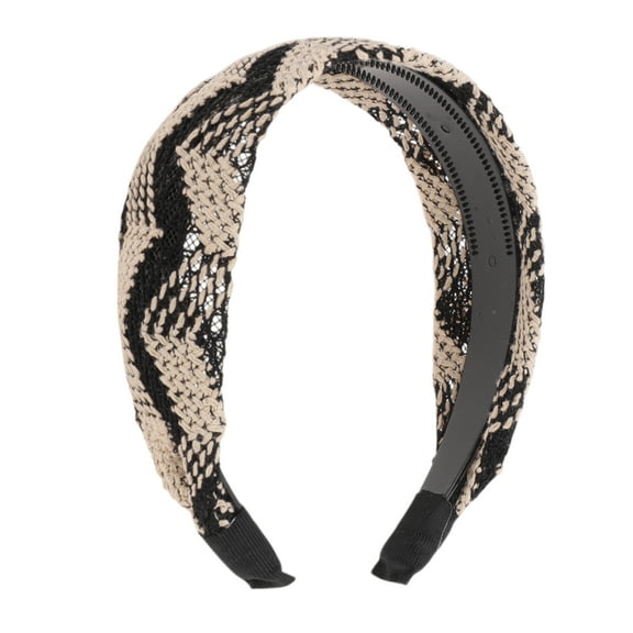 Unique Bargains 1 Pc Fashion Braided Wide Headbands for Women Black White