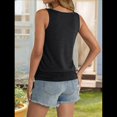 thumbnail image 4 of Camisetas Sin Mangas con Cuello en V y Banda Inferior para Mujer, Ropa Informal Holgada, Verano 2025, Color Negro, Talla L, 4 of 8