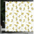 thumbnail image 4 of Ambesonne Cartoon Shower Curtain, Repetitive Little Ducklings, 69"Wx84"L, White and Mustard, 4 of 5