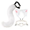 thumbnail image 1 of Ensemble de 3x Oreilles et Queue en Peluche Couvre-Chef Collier Ras du Cou Blanc, 1 of 8