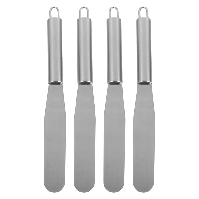 4 espátulas rectas para glaseado de pasteles: Espátulas para decorar pasteles - Raspador profesional de acero inoxidable para panadería