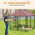 thumbnail image 5 of PawHut 4.6' x 4.6' x 5' Outdoor Dog Kennel with Waterproof Canopy, Dog Playpen for Small and Medium-Sized Dogs with Two Part Door Design, Brown, 5 of 9