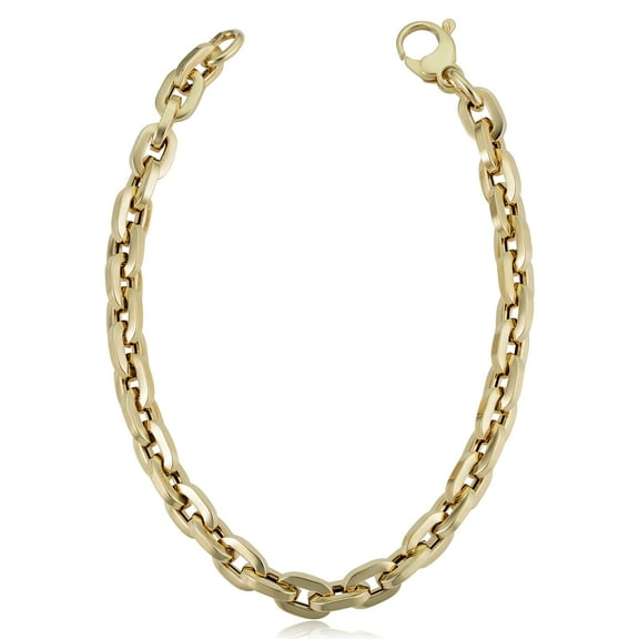 KoolJewelry 14k Yellow Gold Polished Square Link Bracelet (6 mm, 8 inch)