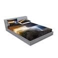 thumbnail image 2 of Ambesonne Landscape Fitted Sheet & Pillow Sham Set, Dark Clouds Mountain, Queen, Grey Orange, 2 of 2