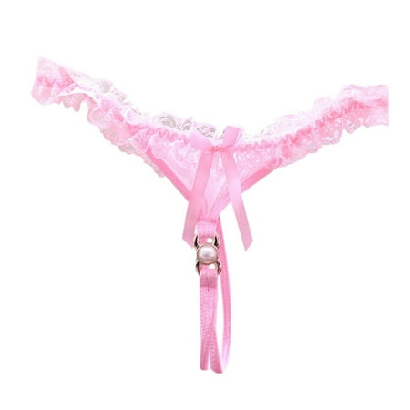 FIOSARIAN Sexy Open Cut Thong for Women with Low Waist No Need to Take Off Lace Transparent Mesh T Shaped Spicy Japanese Style Underwear Lace Thong Panties Day of the Underwear Women Women s Athletic