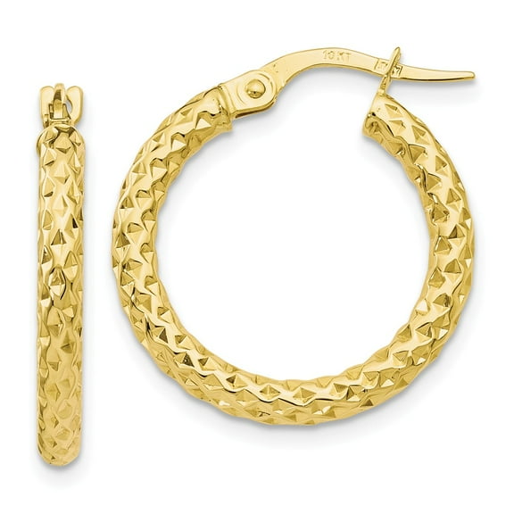 Leslie's Real 10kt Yellow Gold Polished Diamond Cut Hoop Earrings; for Adults and Teens; for Women and Men