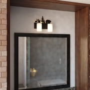 VAXCEL Acadia 2-Light Bronze Rustic Bathroom Vanity Fixture with Nightlight