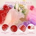 thumbnail image 3 of 4 Yards Flower Wrapping Mesh Paper Bouquet Floral Packaging Paper with Organza Ribbon for Valentine's Day Wedding Birthday Florist Supplies, Red, 3 of 6