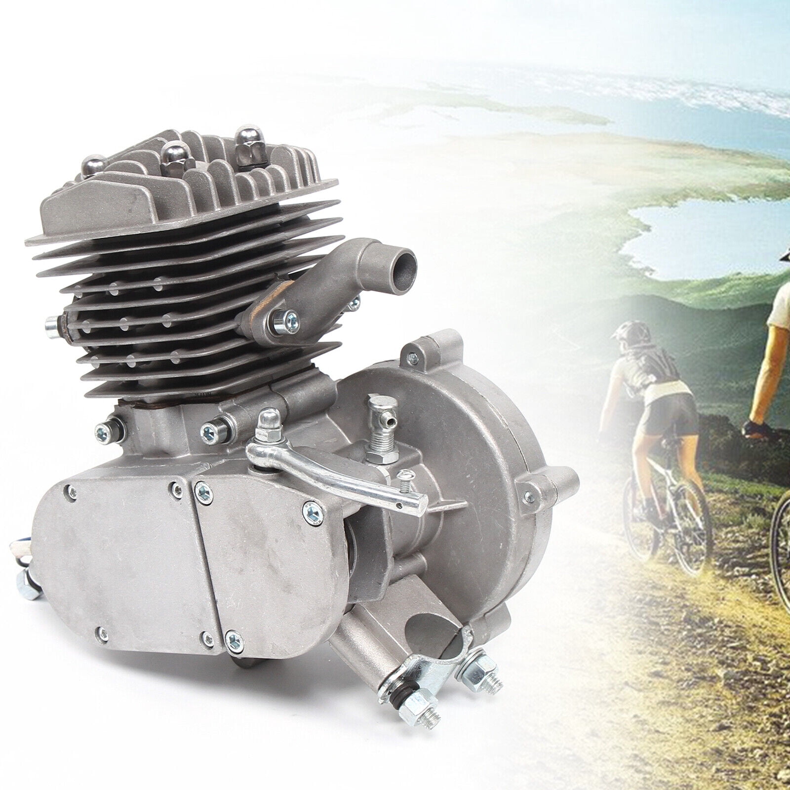 80CC 2-Stroke Engine Kit for Motorized Bicycle, Single-Piece Balanced Crank, 40mm Stroke, High Compression Head, Durable Installation Hardware