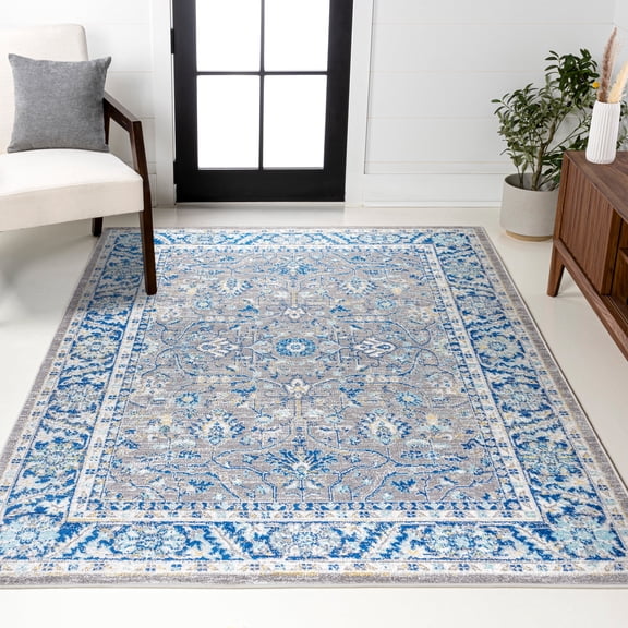 JONATHAN Y MODERN PERSIAN 8 x 10 Area Rug, Boho Floral - Gray/Navy, MDP204A-8