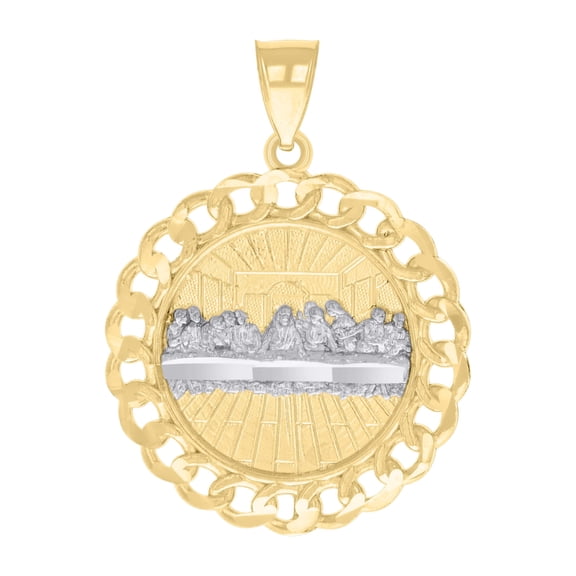 14k Two-tone Gold Mens Last Supper Religious Charm Pendant