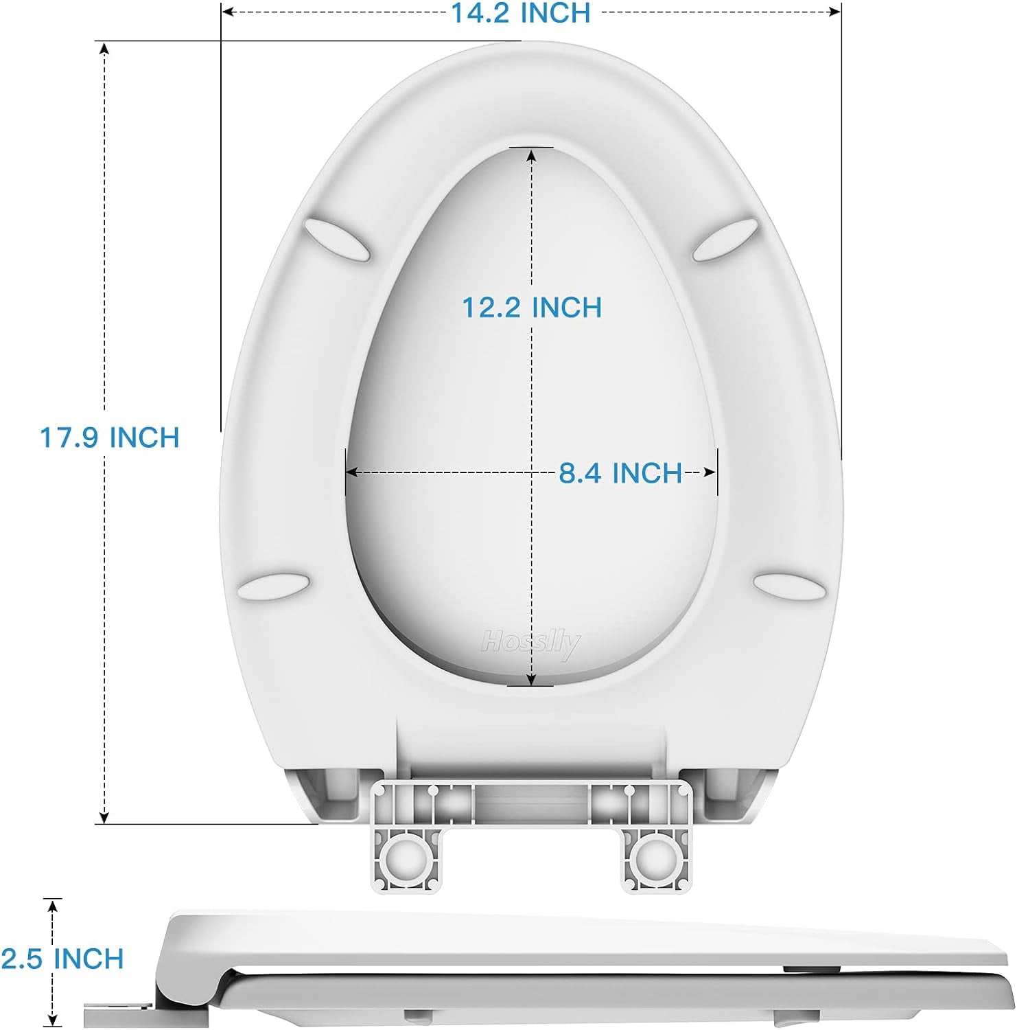 Garvee Sturdy Elongated Toilet Seat with Soft Close Mechanism, Universal Fit for Standard Toilets, Easy Installation & Cleaning, Secure Non-Slip Design (19", White)