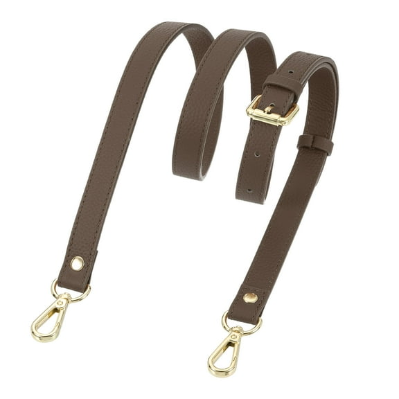 Uxcell 0.7" Genuine Leather Purse Strap for Bag (Khaki, Gold Buckle)