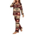 thumbnail image 2 of SEANATIVE Aztec Tribal Button Up Pajamas for Women Geometric Print Long Sleeve Top and Pants Loungewear Size 4XL Women Sleepwear 2 Piece Ladies Nightwear Outfits with Pockets, 2 of 7