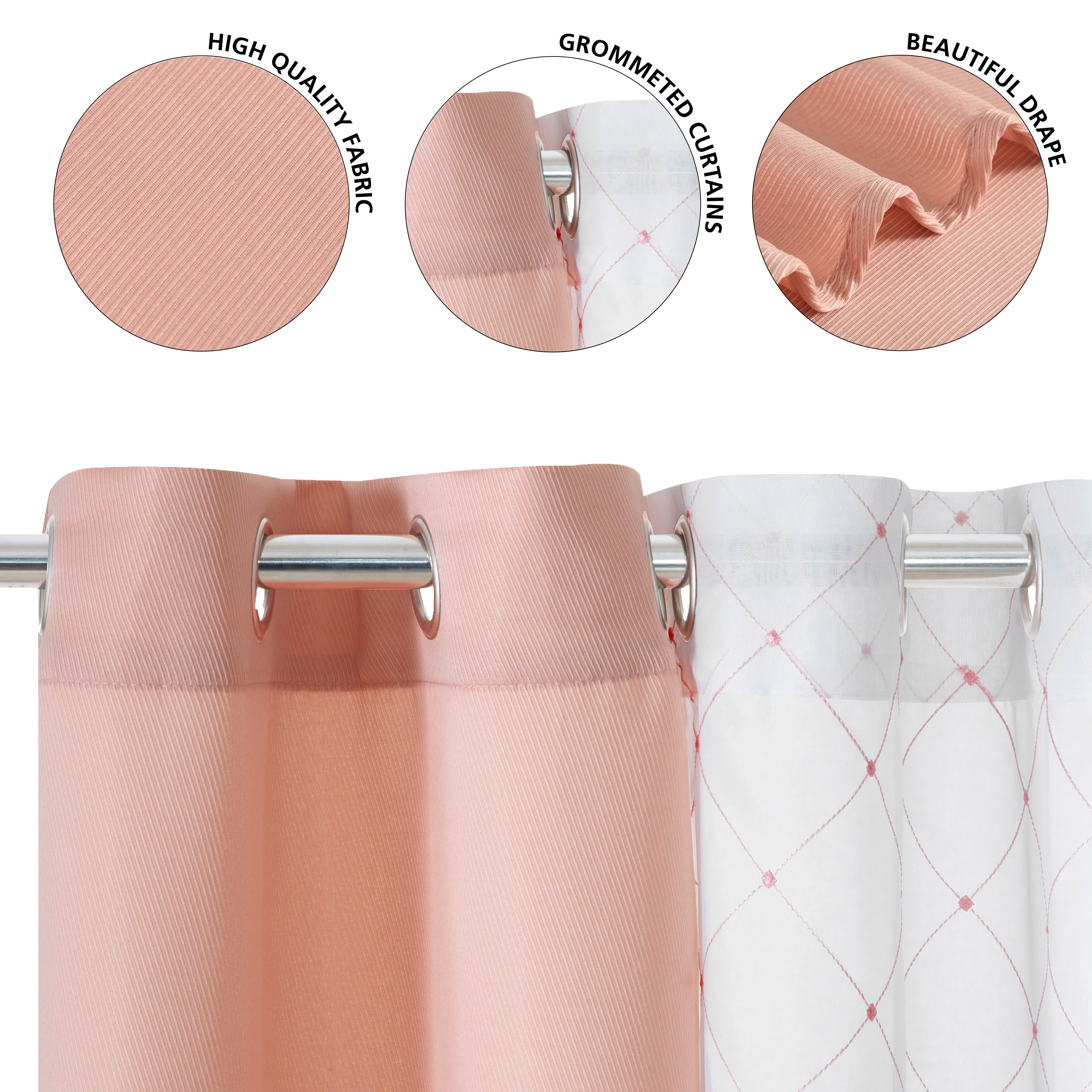 Mainstays Embroidered Curtain Panels, Set of 4, Blush, 27.5" W x 84" L