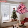 thumbnail image 4 of Vibrant Metal Hanging Christmas Tree Wind Spinner - Festive Pink Design with Layered Circles Cherries Leaves & Stars for Garden Decor, 4 of 7