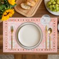 thumbnail image 4 of Pink Boho Placemats Set of 6, Vintage Abstract Tribal Decorative Oriental Placemats for Dining Table, Place Mats for Kitchen Tabletop, Waterproof Wipeable Dining Table Mats Set, 4 of 9