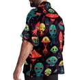 thumbnail image 3 of Alien Men's Short Sleeve Spread Collar Button Down Beach Print Casual Shirts, 3 of 6
