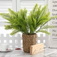 thumbnail image 3 of 4 Pcs Artificial Boston Fern Shrubs Bushes Plants UV Resistant Fake Plants Greenery for Outdoors Hanging Planter Front Porch Garden Farmhouse Décor(Green), 3 of 8