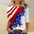 thumbnail image 2 of Xdegoge Under 10 Dollars Womens 4th of July Clothes Crewneck Tunic 3/4 Sleeve Tops for Women USA Shirts T Shirts Graphic Plus Size Graphic Tees Plus Size Summer Tops BlUSAs De Tirantes Para Mujer, 2 of 5