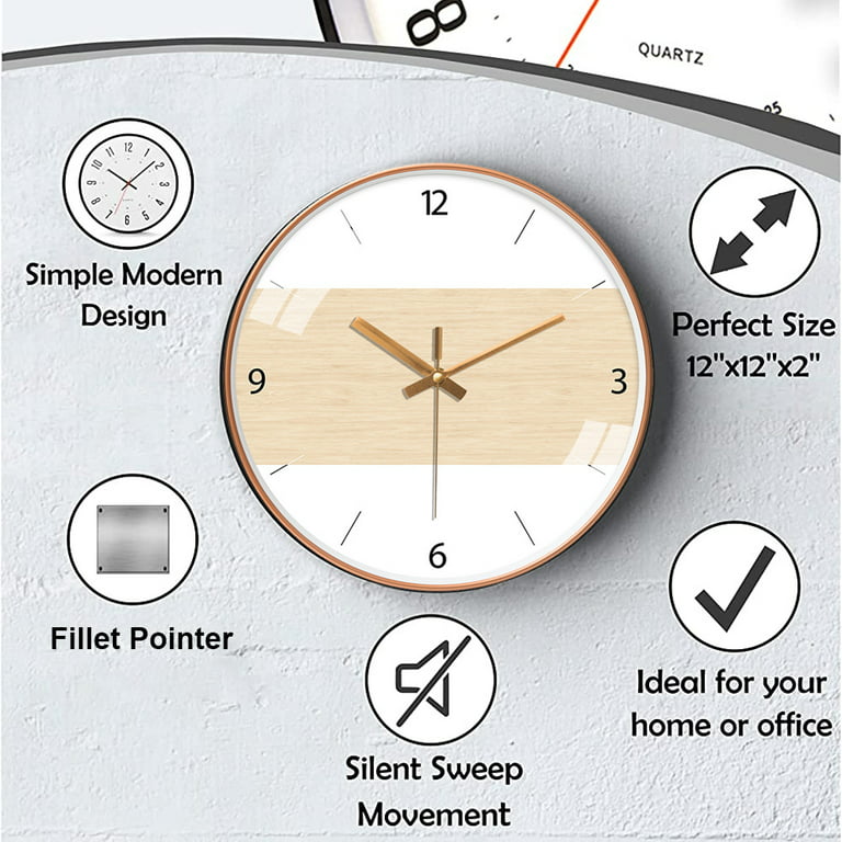 Modern Wood Dial Wall Clock, Large Simple Wall Decor Frame Silent