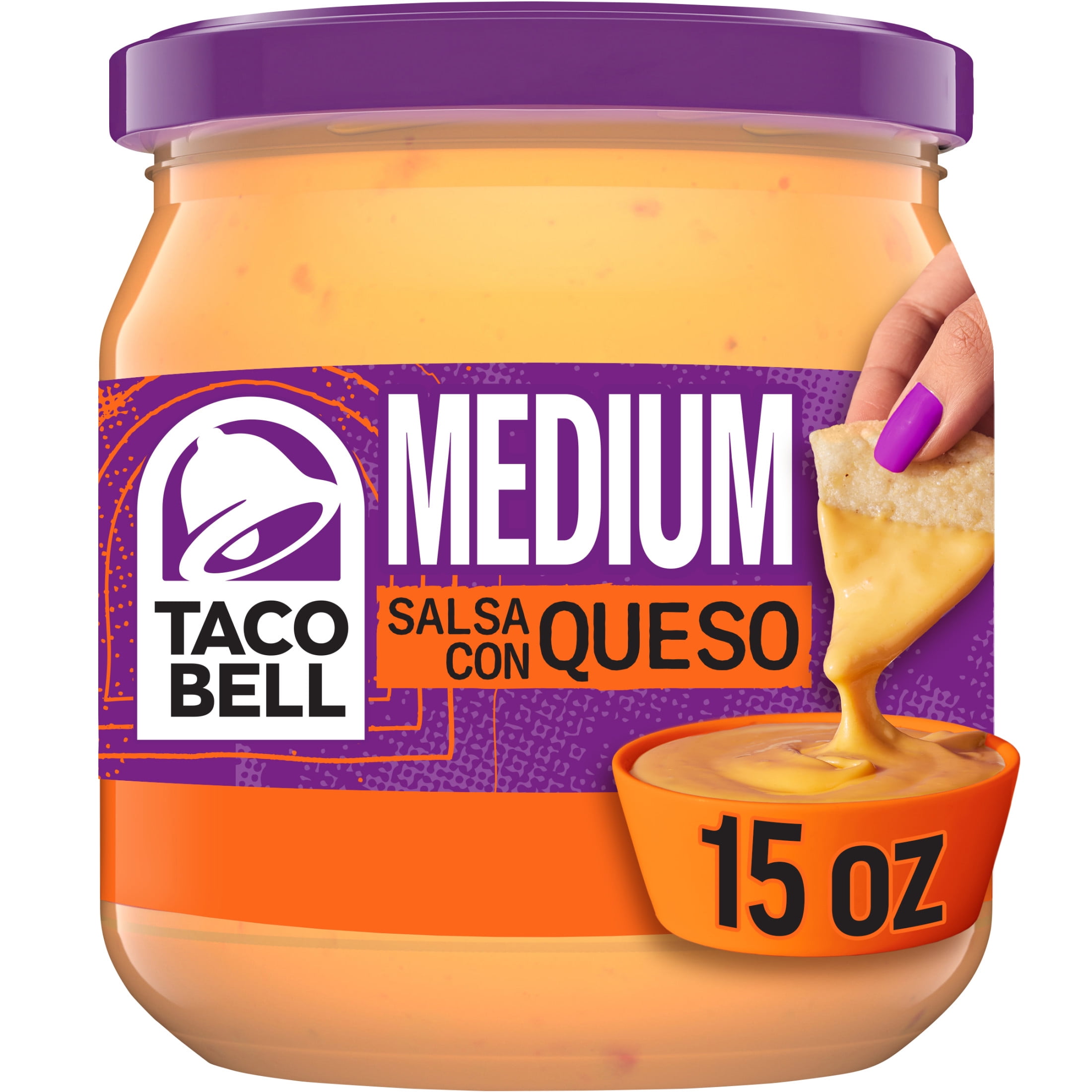 Taco Bell Medium Salsa Con Queso Cheese Dip, 16 oz Jar, Shelf-Stable