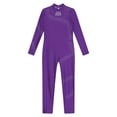 thumbnail image 4 of dPois Kids Girls Sequins Mock Neck Gymnastics Leotard Jumpsuit One Piece Bodysuit Dancing Skating Purple 8, 4 of 5