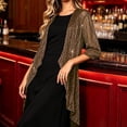 thumbnail image 5 of LEKWK Sequin Cardigan Jacket Women Open Front Sparkly 3/4 Sleeve Coat Elegant Evening Party Wedding Guest Dressy Fall Outerwear Yellow L, 5 of 8