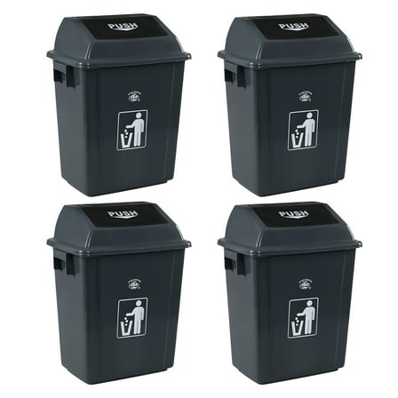 Loiycg 4-Pack 5.5 Gallon Plastic Swing Top Trash Can, Kitchen Garbage Can with Swing Lid, Gray
