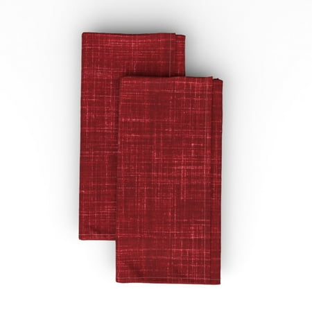 

Linen Cotton Canvas Dinner Napkins (Set of 2) - Cranberry Red Christmas Solid Texture Print Cloth Dinner Napkins by Spoonflower