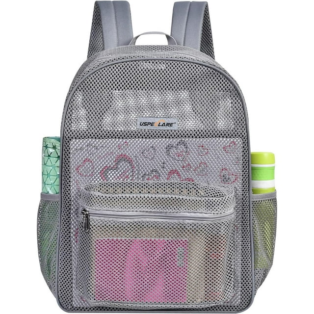 GFDYREE Sac à Dos en Maille Semi-Transparente Robuste, Sac à Dos Transparent pour Étudiants Universitaires