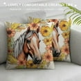 thumbnail image 3 of JEUXUS  Just A Girl Who Loves Horses Throw Pillow Cover,Horse Lover Gifts,Horse Rider Gifts for Girls Watercolor Floral Horse Decorative Cushion Cover for Sofa Couch Bed, 3 of 5
