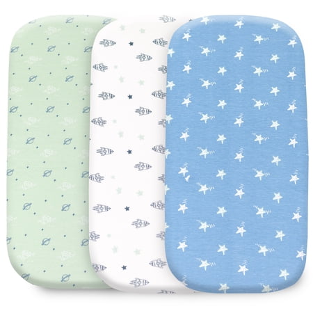 3-Pack Jersey Cotton Bassinet Sheets for Baby Boys & Girls – Soft Breathable Fitted Bassinet Mattress Sheets Compatible with Halo, Baby Delight, Dream On Me & More