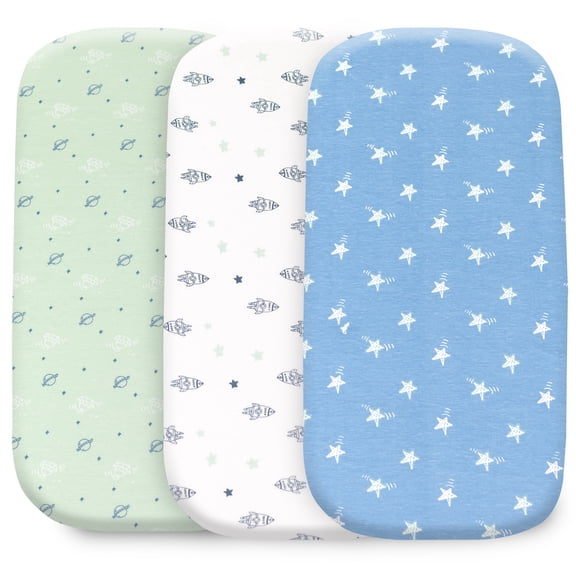 3-Pack Jersey Cotton Bassinet Sheets for Baby Boys & Girls – Soft Breathable Fitted Bassinet Mattress Sheets Compatible with Halo, Baby Delight, Dream On Me & More
