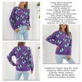 thumbnail image 5 of Long Sleeves Butterflies Sweater Crew Neck Stretch Neckline Fashionable Acrylic Women Knit Sweater for Office Work Purple Sweater Blue Butterflies M, 5 of 6