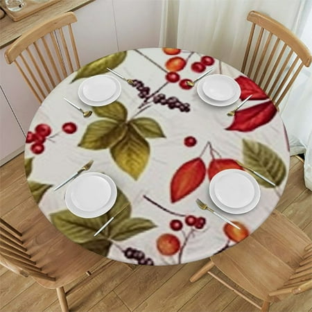 

HAOXIT Round Fall Tablecloth Maple Leaves- Washable Wrinkle Resistant Thanksgiving Tablecloth for Fall/Harvest Dinner Party Banquet Dining Table Holiday Table Cover 31-35