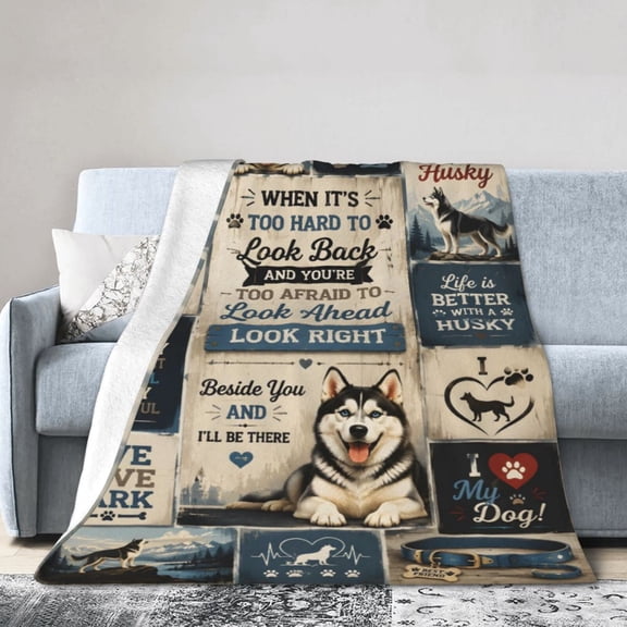 Husky Dog Blanket Gift Throw Blanket Paw Print Gift for Dog Lovers Men Women Pet Home Decor 50x40