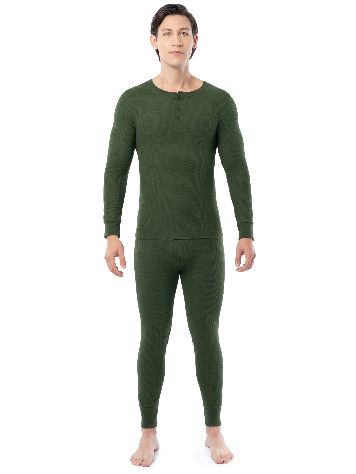 Fruit of the Loom Men's Thermal Waffle Underwear Henley Top, Sizes S-5XL