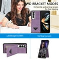 thumbnail image 2 of Allytech Wallet Case for Samsung Galaxy Z Fold3, Luxury PU Leather Kickstand Card Slots Magnetic Buckle RFID Blocking Shockproof Anti-Scratch Protective Case for Women Men - Purple, 2 of 5