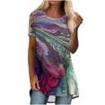 thumbnail image 1 of Pompotops Blouse Décontractée à Manches Courtes pour Femmes, Col Rond, Imprimé, Confortable, 1 of 9