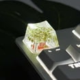 thumbnail image 1 of Teclas transparentes, teclas artesanales hechas a mano con flores secas, teclas adhesivas para interruptores de teclado en forma de cruz, para la mayoría de los teclados (verde), 1 of 5