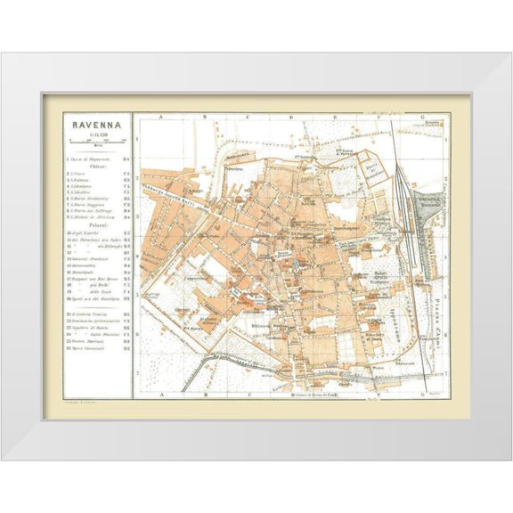 Bertarelli 14x12 White Modern Wood Framed Museum Art Print Titled - Ravenna Italy - Bertarelli 1914