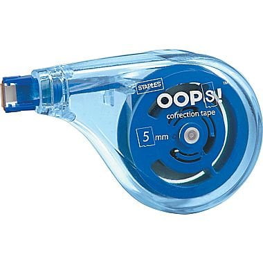 One pack of two roles - each: 5 mm x 10 M OOPS! by Staples Staples Correction tape 