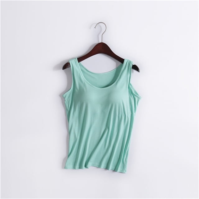 IDALL Camisole Tops Crop Tops Tank Tops Soft Tank Top Vest With Built In Bra Sleeveless Comfy Stretch Yoga Gym Tops Workout Tank Tops Sleeveless Tops Basic Tops Mint Green 3XL
