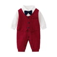 thumbnail image 2 of Fozruso Newborn Infant Baby Boys Gentleman Romper Jumpsuit Long Sleeve Bowtie Outfit Formal Wear Tuxedo Suit One-piece Romper Sizes 6-9 Months, 2 of 7