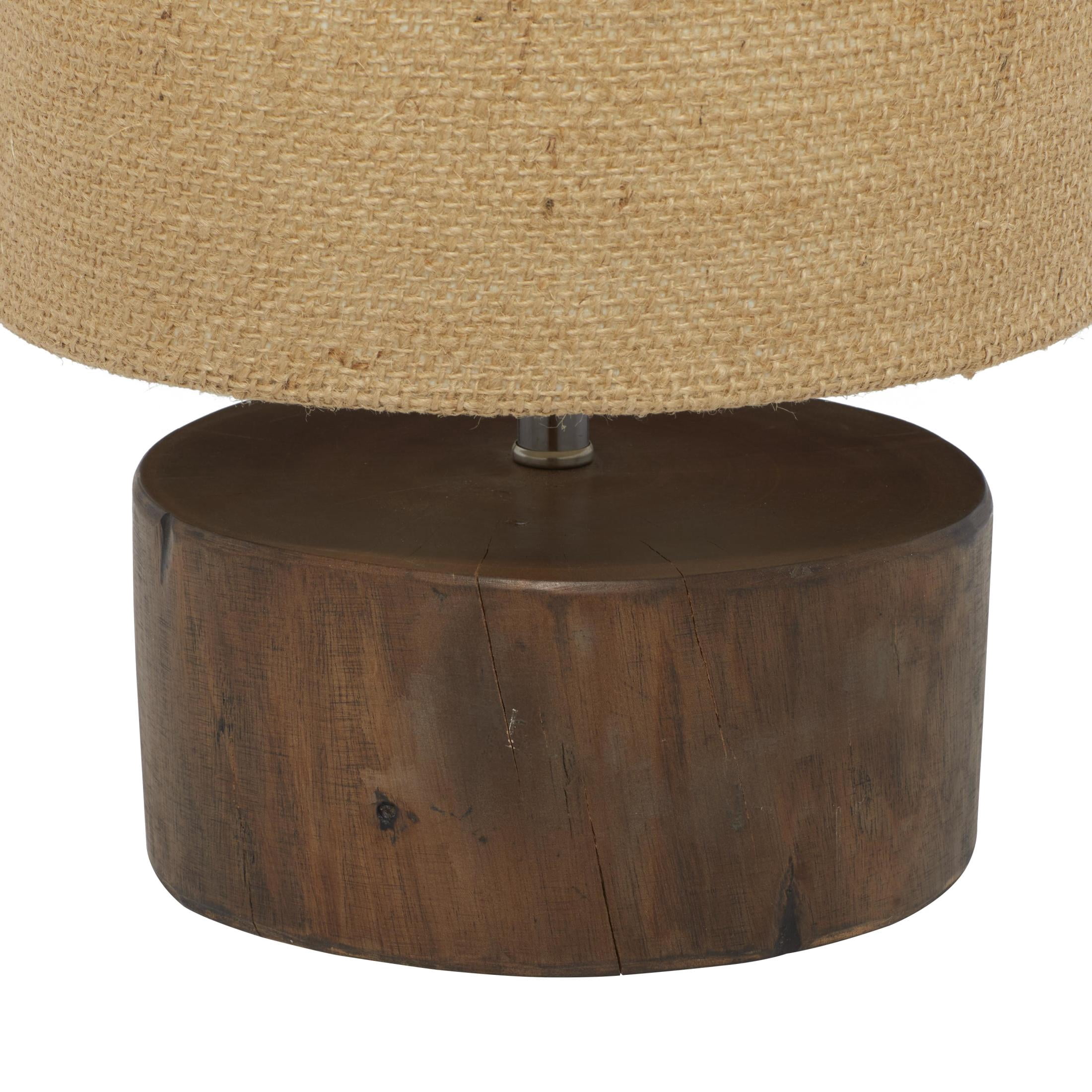 DecMode 14" Low Profile Dark Brown Table Lamp with Brown Linen Shade