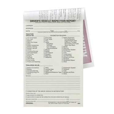 Detailed Driver's Vehicle Inspection Report 25-pk. - Book Format, 2-Ply Carbonless, 5.5" x 8.5", 31 Sets of Forms Per DVIR Book