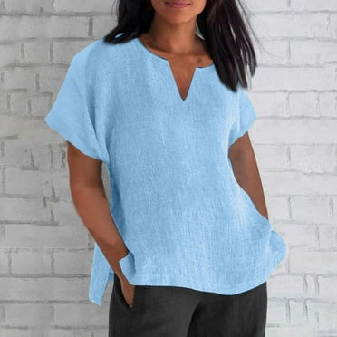Vlemua Summer Clothes Womens Tshirts Oversized Tshirts for Women Casual Tops for Women Womens Fashion V-Neck Short Sleeve Blouses for Women